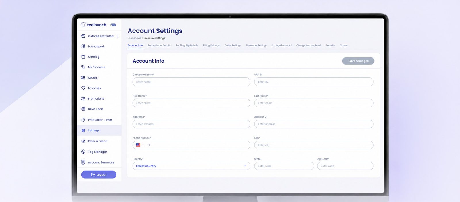 New Teelaunch Account Settings: Faster, Easier Print-on-demand Store Management